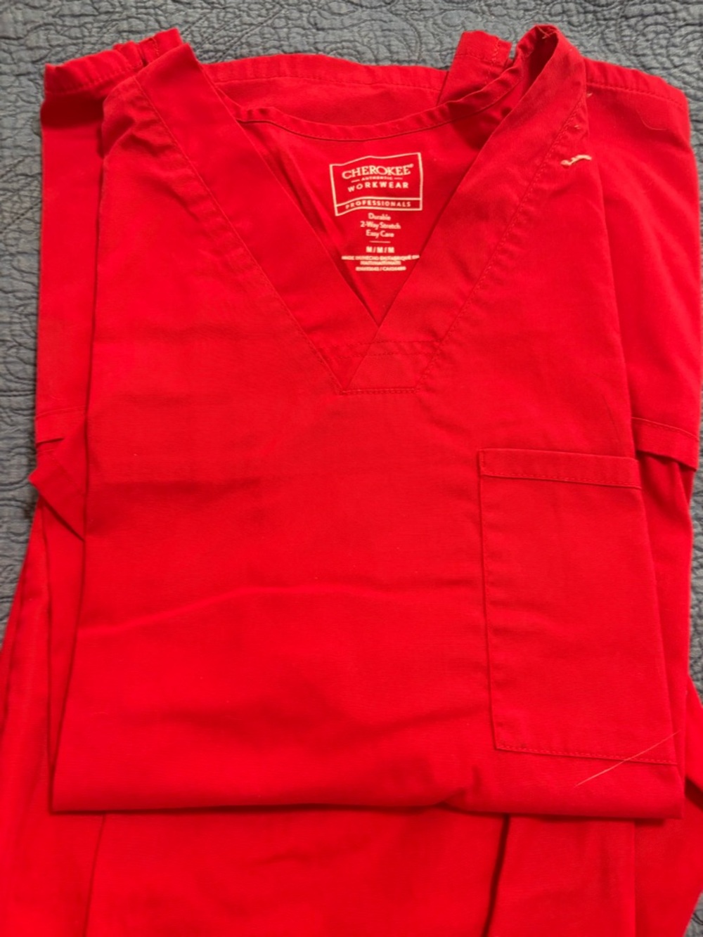 Cherokee Womens Red V-Neck Scrub Top